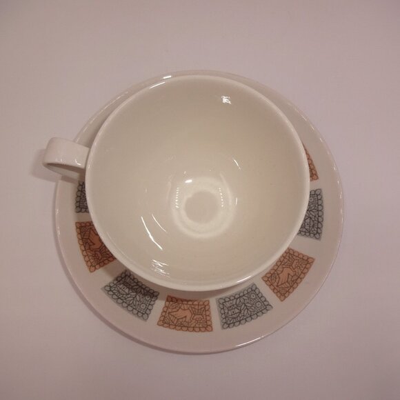 2 Pc Vintage Kokura Ware Milan Cream Tea Cup & Saucer Birds Houses 2106 Japan - Picture 5 of 7